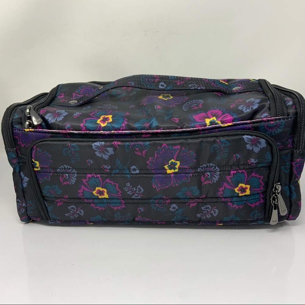 Lug Floral Pattern Cosmetic Bag-Trolley Mini. Black.